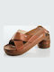 Women's Flat Sandals Flatforms in Tabac Brown Color
