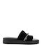 Schwarze Flatform Damen Sandalen mit Strass-Detail