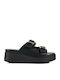 Μαύρες Flatforms Ανατομική Σόλα Διπλή Αγκράφα
