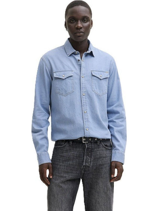 Jack & Jones Μακρυμάνικo Τζιν Πουκάμισο σε Στεν...
