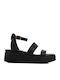 Schwarze Flatforms Doppelvorderer Riemen Schnalle