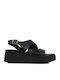 Μαύρα Flatforms Διπλό Λουρί Ρυθμιζόμενη Φτέρνα