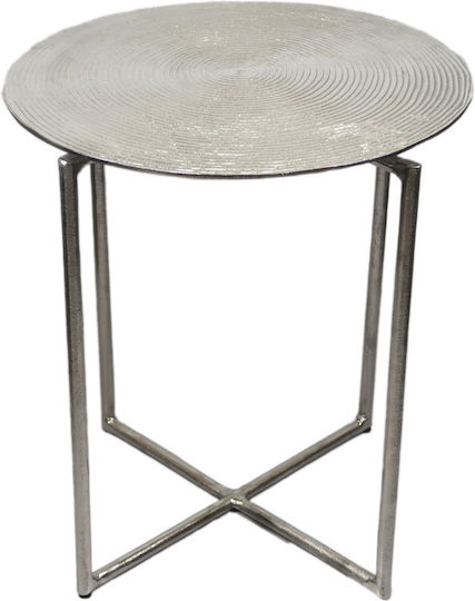 Round Aluminum Silver Side Table M50xL50xH55cm