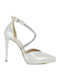 Leder Pumps mit hohem Absatz Weiß