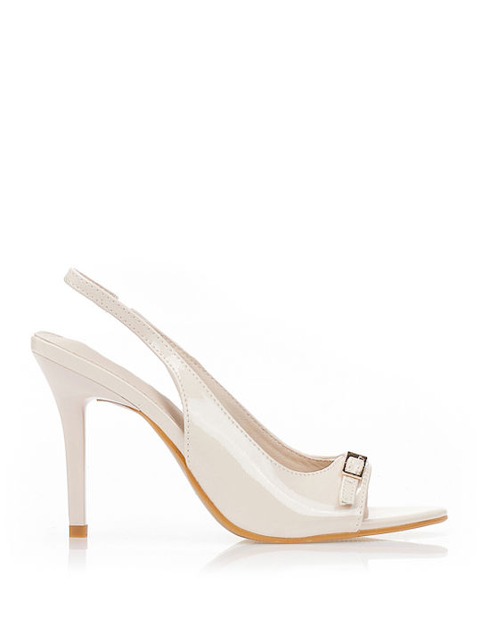 Pumps mit Riemchen & hoher Absatz Beige