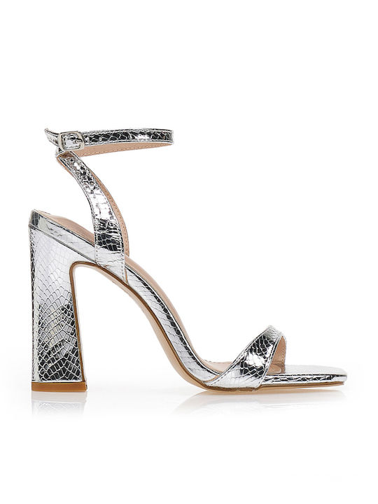 Tsoukalas Sandals from Patent Leather Silver