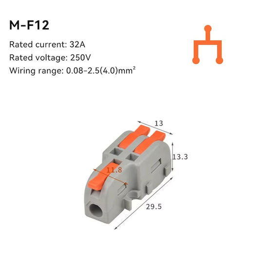 Kabelverbindungsbänder Schnellverbindung 3 Plätze 2 Pin 1 Pin M-f12