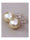 Gold Plated Stud Earrings with Beige Pearls