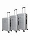 Hard Silver Travel Suitcases Set of 3 with 4 Wheels