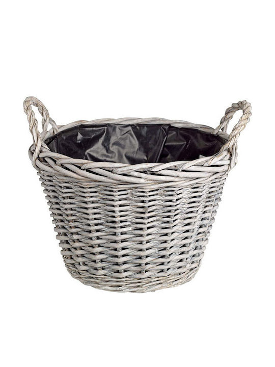 JK Home Decoration Σετ Διακοσμητικά Καλάθια Ψάθινα με Χερούλια Γκρι 29x20εκ. 2τμχ