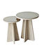 Round Side Table Luna Wooden Travertine Bronze 2 Pieces W40xL40xH50cm