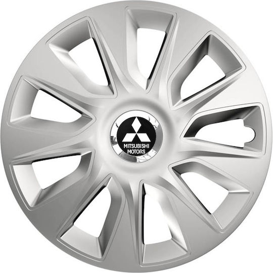 Car Wheel Hubcaps Versaco Stratos 13" Silver Chrome Rings 3d Metal Logo Mitsubishi 4 Pieces