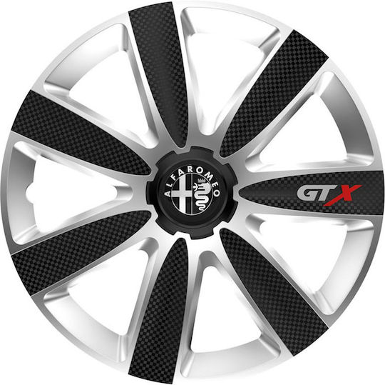 Auto Radkappen Versaco Gtx Karbon Schwarz Chrom 14" Kompatibilität 3D Metallisch Alfa Romeo 4 Stücke