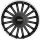 Car Wheel Hubcaps Versaco 15" Crystal So Black Cbx 3d Metal Logo Audi 4 Pieces