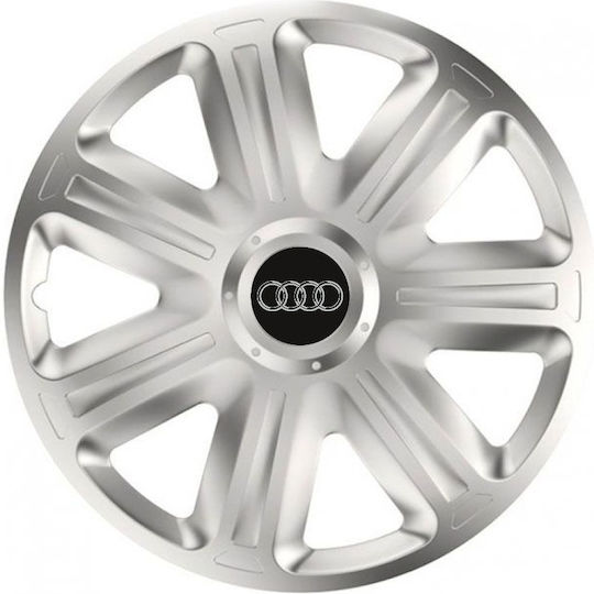 Auto Radkappen Versaco Comfort 13 Zoll Silber Mit Markenlogo 3D Metallisch Audi 4 Stücke