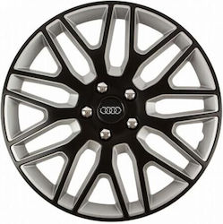 Τάσια Τροχών Αυτοκινήτου Versaco Dakar Nc Μαύρο Ασημι 15" Σήμα 3d Μεταλλικό Audi 4 Τεμάχια