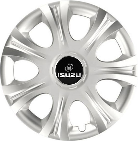 Car Wheel Hubcaps Versaco Impulse Silver 14" 3d Metal Logo Isuzu 4 Pieces