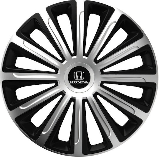 Car Wheel Hubcaps Versaco Trend Black Chrome 13" 3d Metal Logo Honda 4 Pieces