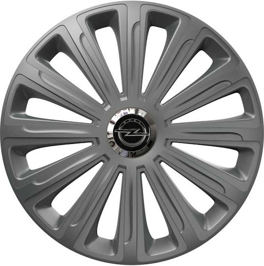 Car Wheel Hubcaps Versaco 15" Trend Rc Graphite Chrome Rings Cbx 3d Metal Logo Opel 4 Pieces