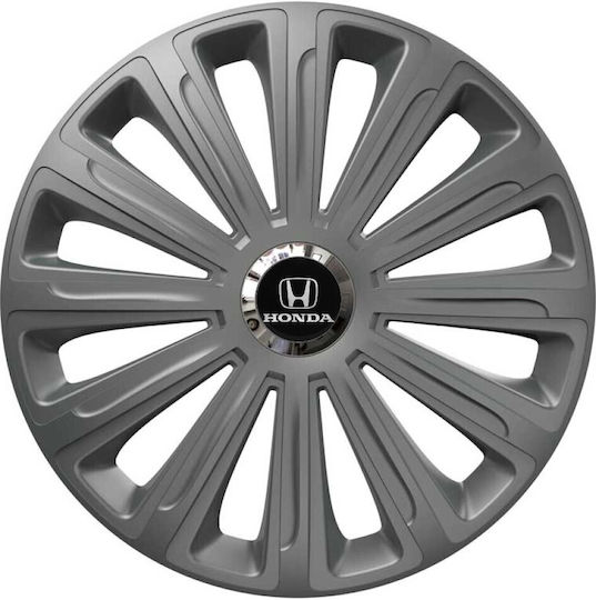 Car Wheel Hubcaps Versaco 15" Trend Rc Graphite Chrome Rings Cbx 3d Metal Logo Honda 4 Pieces