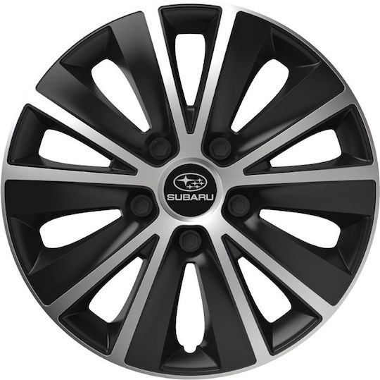 Car Wheel Hubcaps Versaco Rapide Black Chrome Black Bolts 13" 3d Metal Logo Subaru 4 Pieces