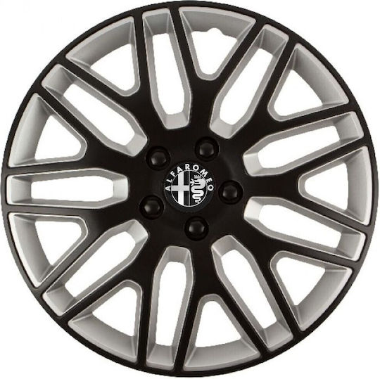 Car Wheel Hubcaps Versaco Dakar Black Silver Black Bolts 14" 3d Metal Logo Alfa Romeo 4 Pieces