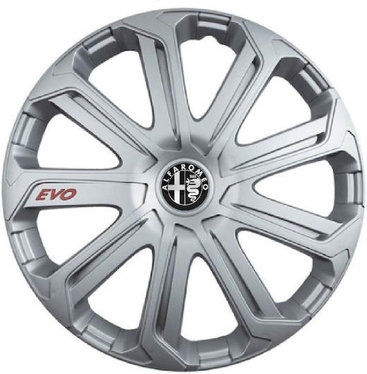 Car Wheel Hubcaps Versaco Evo Silver 14" 3d Metal Logo Alfa Romeo 4 Pieces