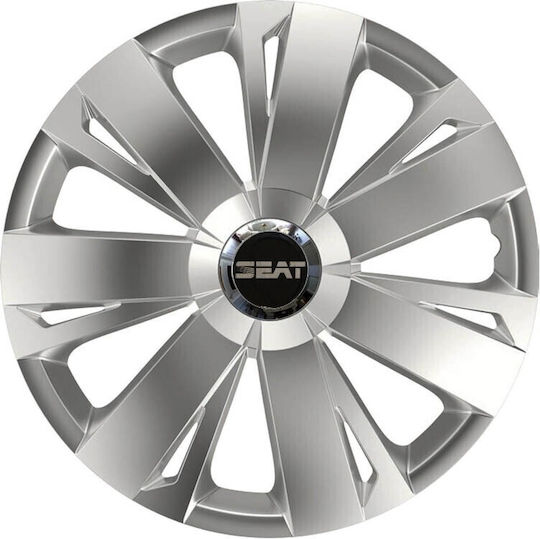 Auto Radkappen Versaco Energy Rc Silber 13" Kompatibilität 3d Metall Seat 4 Stücke