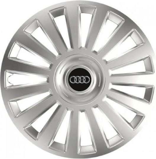 Auto Radkappen Versaco Luxus Silber 16" Kompatibilität 3d Metallisch Audi 4 Stücke