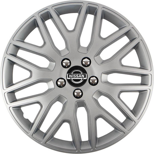 Тасии Трохове Автомобилни Versaco 14" Dakar Сребристи Болтове Хромирани Знак 3d Метален Nissan 4 Броя