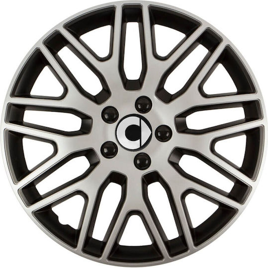 Auto Radkappen Versaco 13 Zoll Dakar Silber Schwarz Schwarze Muttern Logo 3D Metallisch Intelligent 4 Stücke