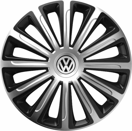 Тасии Трохове Автомобилни Trend Cbx 15" Сребристи и Черни С 3d Метален Емблема Vw 4 Броя