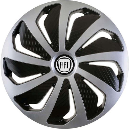 Car Wheel Hubcaps Versaco 15" Wind Sb Cbx 3d Metal Logo Fiat 4 Pieces
