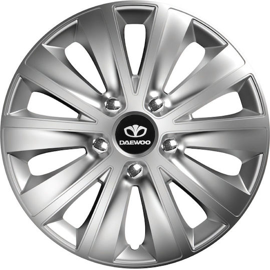 Car Wheel Hubcaps Versaco Rapide Nc Chrome 13" 3d Metal Logo Daewoo 4 Pieces