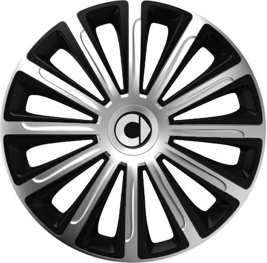 Car Wheel Hubcaps Versaco Trend Black Chrome 13" 3D Metal Logo Smart 4 Pieces