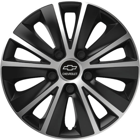Car Wheel Hubcaps Rapide Black Chrome 13" 3d Metal Logo Chevrolet 4 Pieces