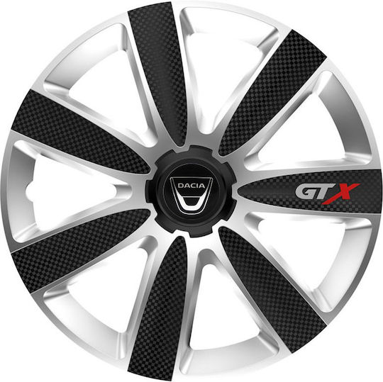 Тасии Трохове Автомобилни Versaco Gtx Карбон Черни Сребристи 16" Знак 3d Метален Dacia 4 Броя