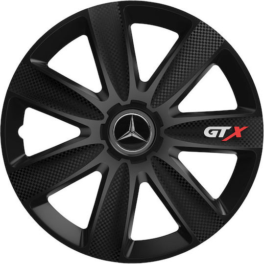 Тасии Троховe Автомобилни Versaco Gtx Карбон Черни 15" Сигнал 3d Метален Mercedes 4 Броя