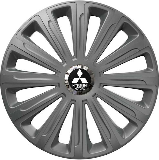 Car Wheel Hubcaps Versaco 14" Trend Rc Graphite Chrome Rings Cbx 3d Metal Logo Mitsubishi 4 Pieces