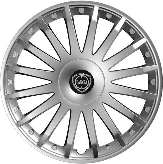 Car Wheel Hubcaps Versaco Luxury Silver 15" 3D Metal Logo Lancia 4 Pieces