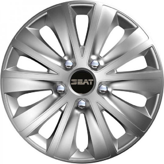 Car Wheel Hubcaps Versaco Rapid Hc Silver 14" 3d Metal Logo Seat 4 Pieces