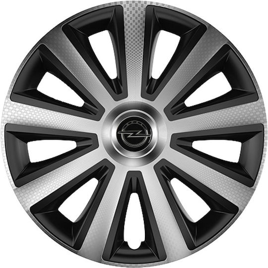 Тасии Тротон Автомобил Versaco Aviator Карбон Хром и Черни 14" 3D Метална Емблема Opel 4 Броя