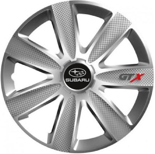 Car Wheel Hubcaps Versaco Carbon Gtx 15" 3d Metal Logo Subaru 4 Pieces