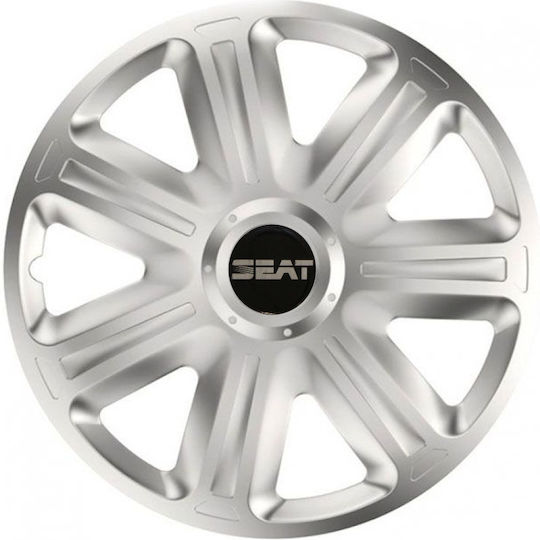 Car Wheel Hubcaps Versaco Comfort 14" Silver 3d Metal Logo Seat 4 Pieces