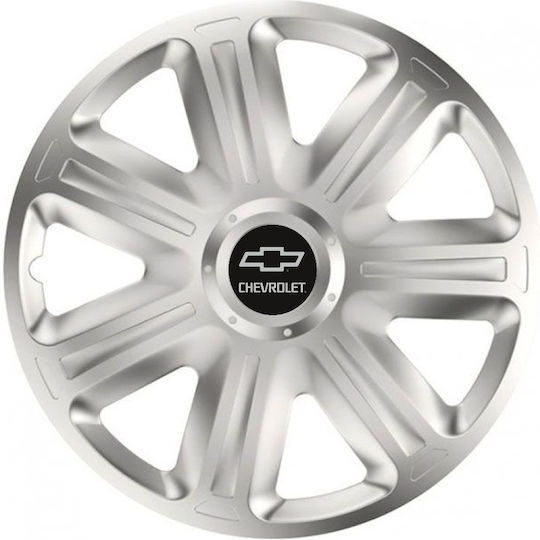 Car Wheel Hubcaps Versaco Comfort 14" Silver 3d Metal Logo Chevrolet 4 Pieces