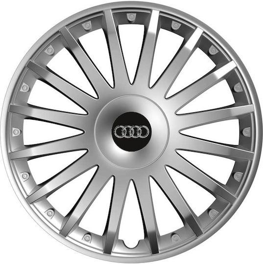 Car Wheel Hubcaps Versaco Crystal Silver 13" 3D Metal Logo Audi 4 Pieces
