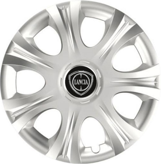 Car Wheel Hubcaps Versaco Impulse Silver 13" 3D Metal Logo Lancia 4 Pieces