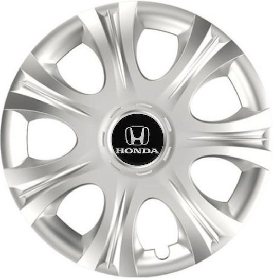 Car Wheel Hubcaps Versaco Impulse Silver 14" 3d Metal Logo Honda 4 Pieces