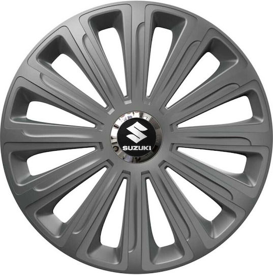 Car Wheel Hubcaps Versaco 15" Trend Rc Graphite Chrome Rings Cbx 3d Metal Logo Suzuki 4 Pieces