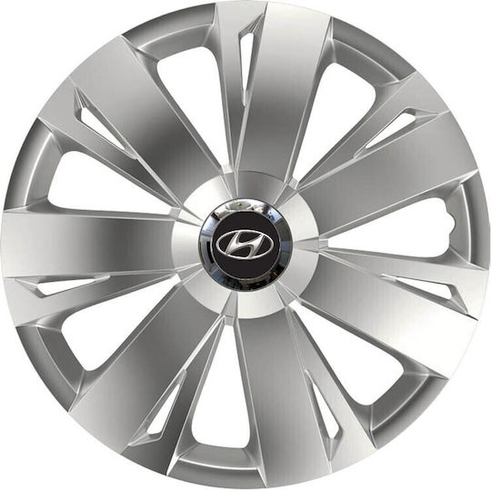 Car Wheel Hubcaps Versaco Energy Rc Silver 13" 3d Metal Logo Hyundai 4 Pieces